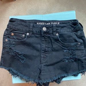 Black jean shorts